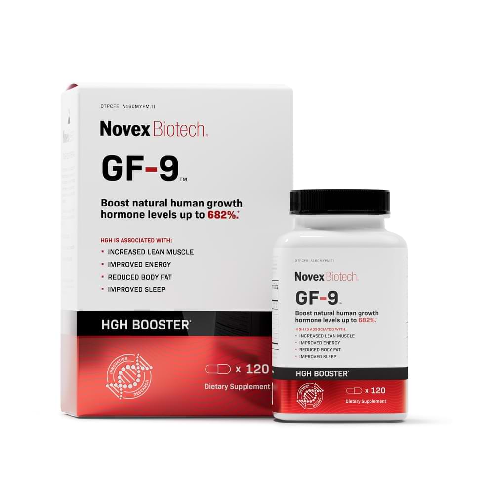Novex Biotech GF-9 supplement packaging on a white background