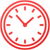 A red icon of a clock