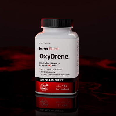 OxyDrene bottle sitting on black rocks