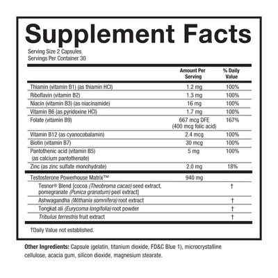 TestroVax Max supplement facts